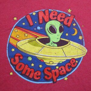 DOM mens I NEED SOME SPACE t-shirt TEE red ALIEN heather SIZE XL